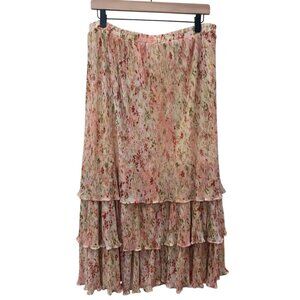Coldwater Creek Floral Print tiered Ruffle Skirt XL Petite